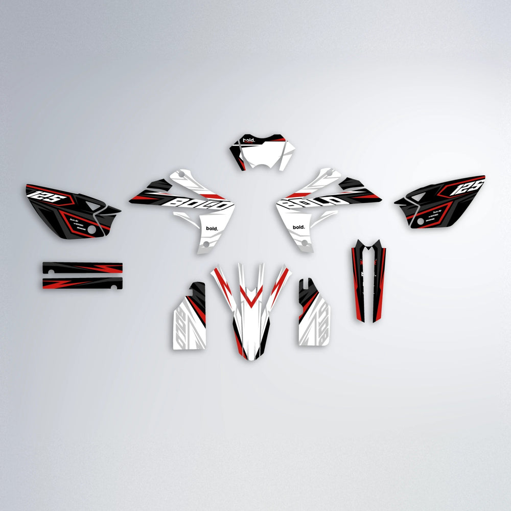 SPLIT Rieju MRT graphics kit parts layout in Red