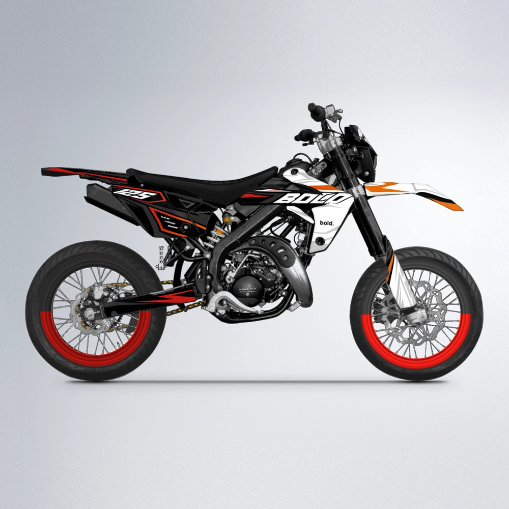 SPLIT Rieju MRT supermoto graphics kit in Red & Orange