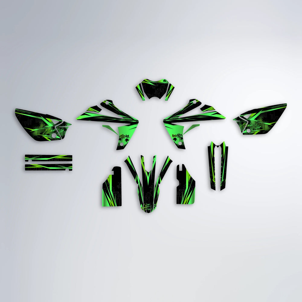 STATESIDE Rieju MRT graphics kit parts layout in Green