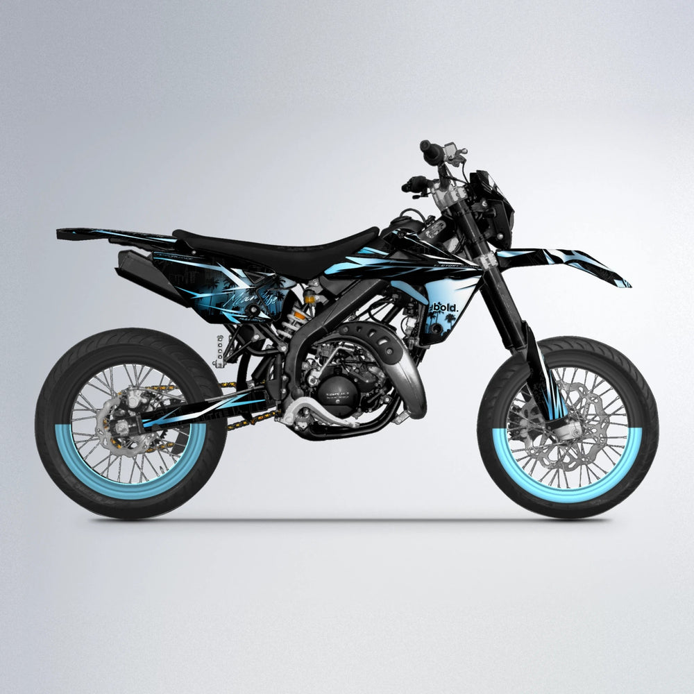 STATESIDE Rieju MRT supermoto graphics kit in Light Blue & White
