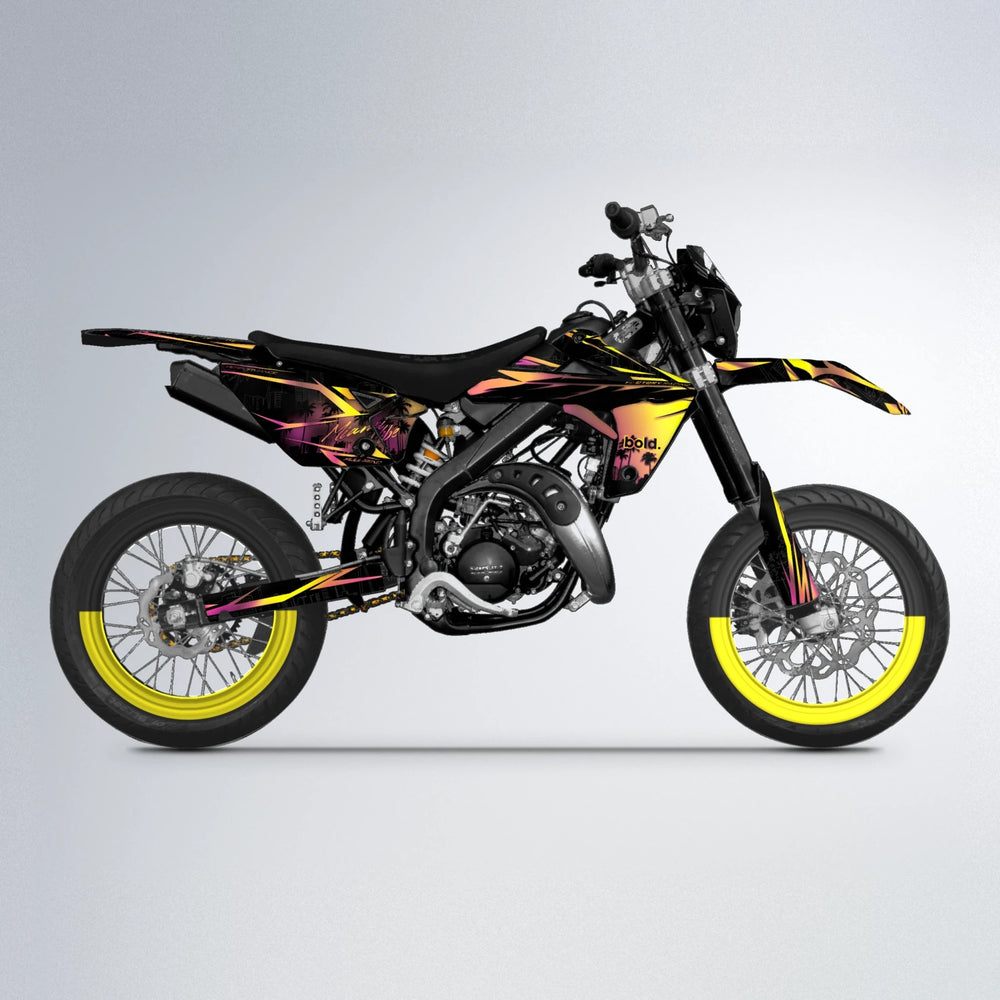 STATESIDE Rieju MRT supermoto graphics kit in Pink & Yellow