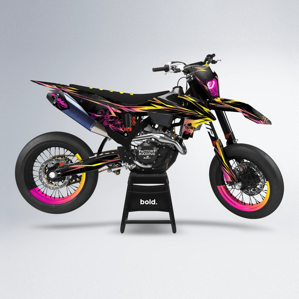 STATESIDE supermoto graphics kit in Pink & Yellow