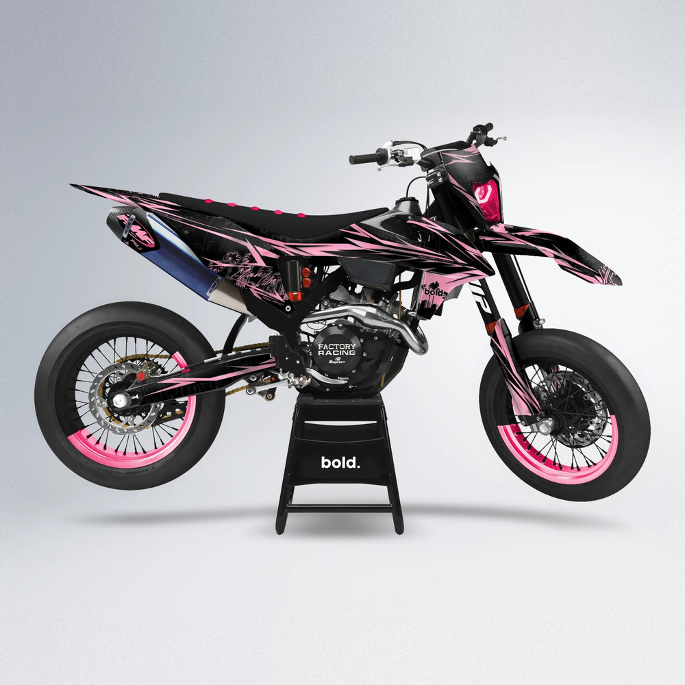 STATESIDE supermoto graphics kit in Sakura Pink