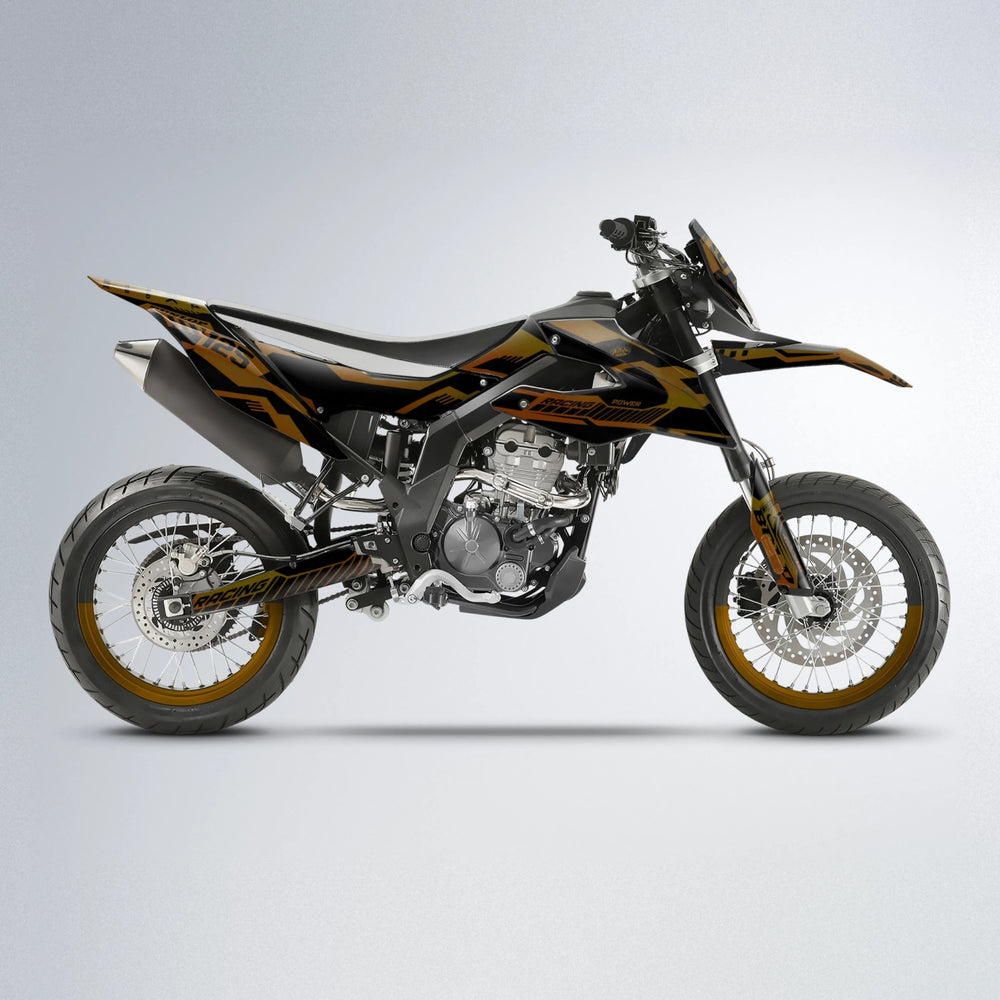 STEALTH Aprilia SX 125 supermoto graphics kit in Orange & Yellow