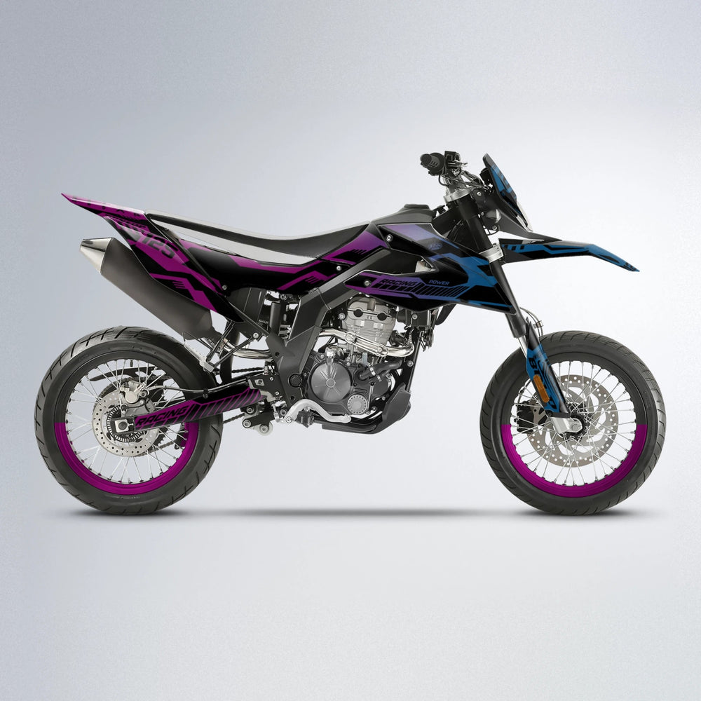 STEALTH Aprilia SX 125 supermoto graphics kit in Pink & Light Blue