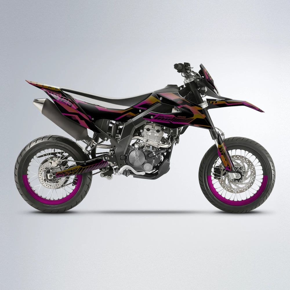 STEALTH Aprilia SX 125 supermoto graphics kit in Pink & Yellow