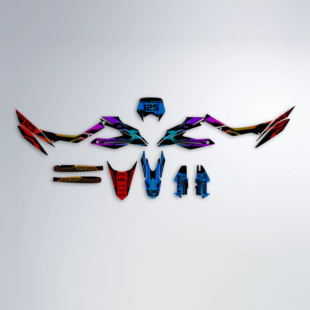 STEALTH Aprilia SX 125 graphics kit parts layout in Sunset Fade