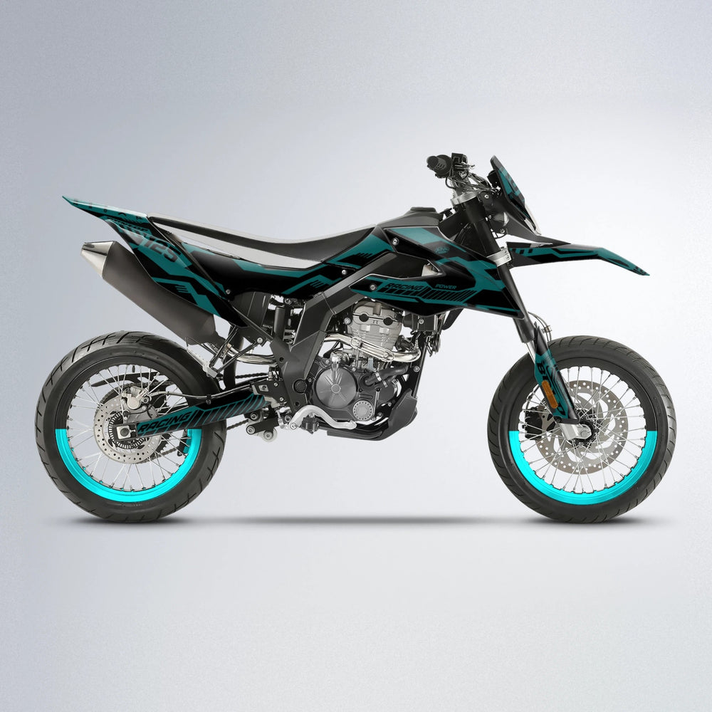STEALTH Aprilia SX 125 supermoto graphics kit in Teal