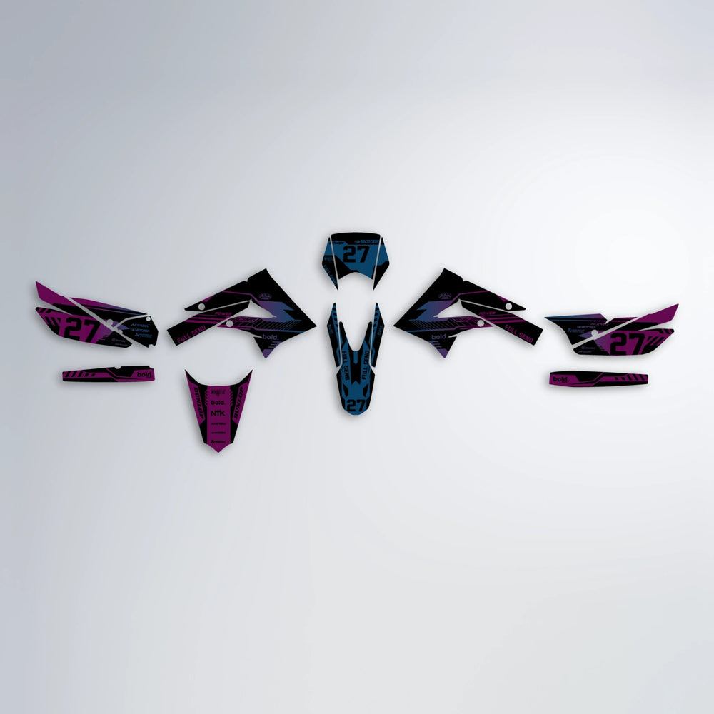 STEALTH Derbi Senda graphics kit parts layout in Pink & Light Blue