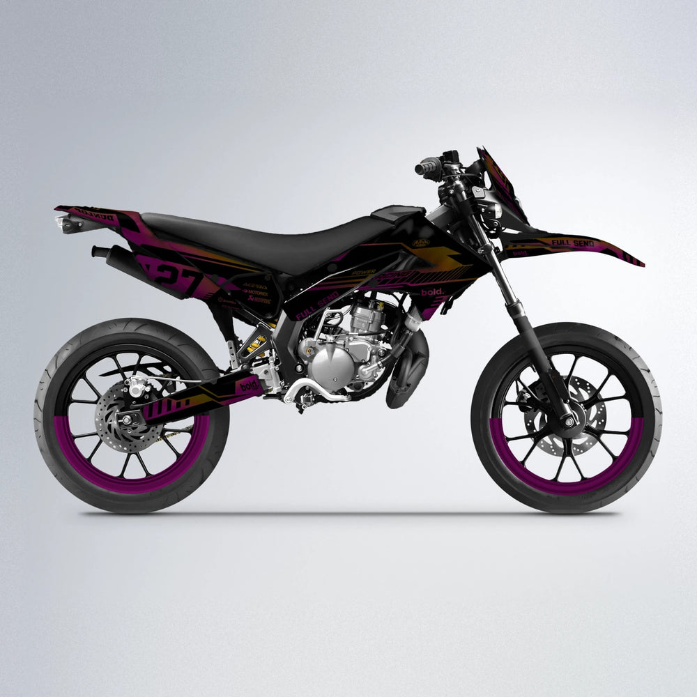 STEALTH Derbi Senda supermoto graphics kit in Pink & Yellow