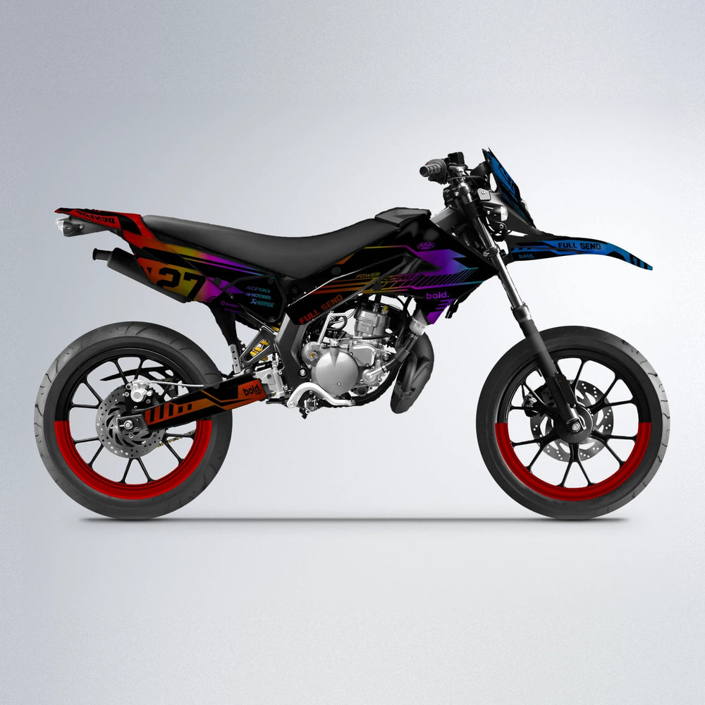 STEALTH Derbi Senda supermoto graphics kit in Sunset Fade