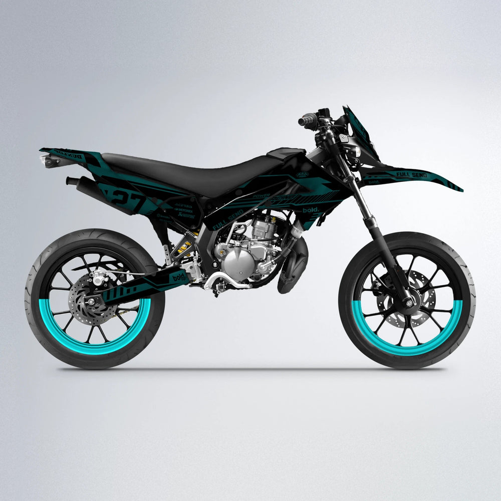 STEALTH Derbi Senda supermoto graphics kit in Teal