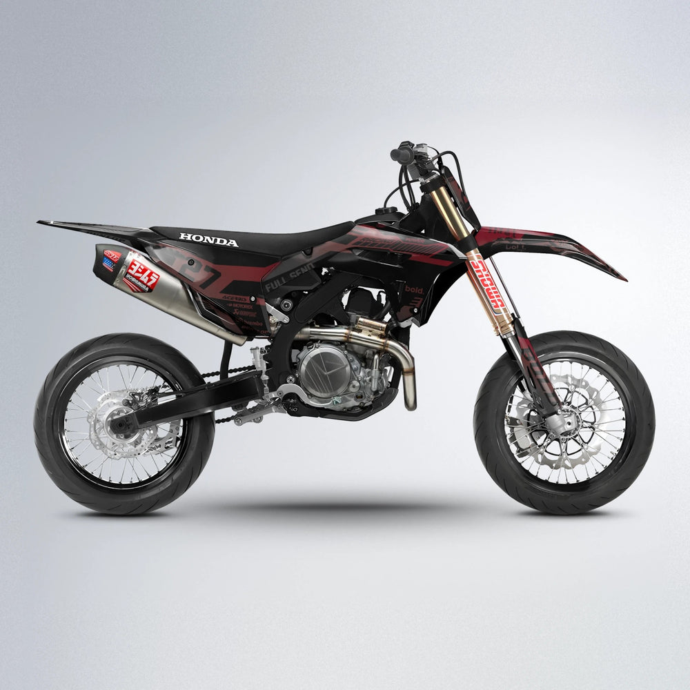 STEALTH Honda supermoto graphics kit in Black & Red