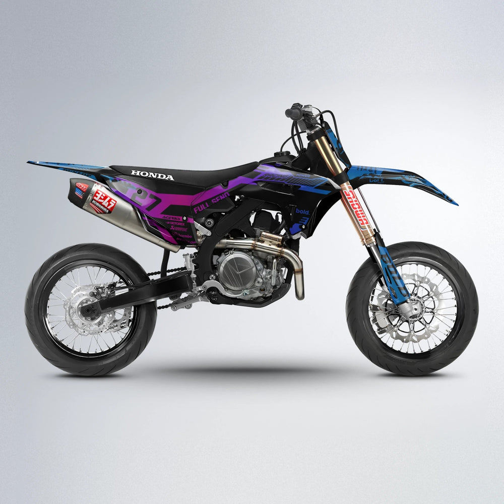 STEALTH Honda supermoto graphics kit in Blue Purple Fade
