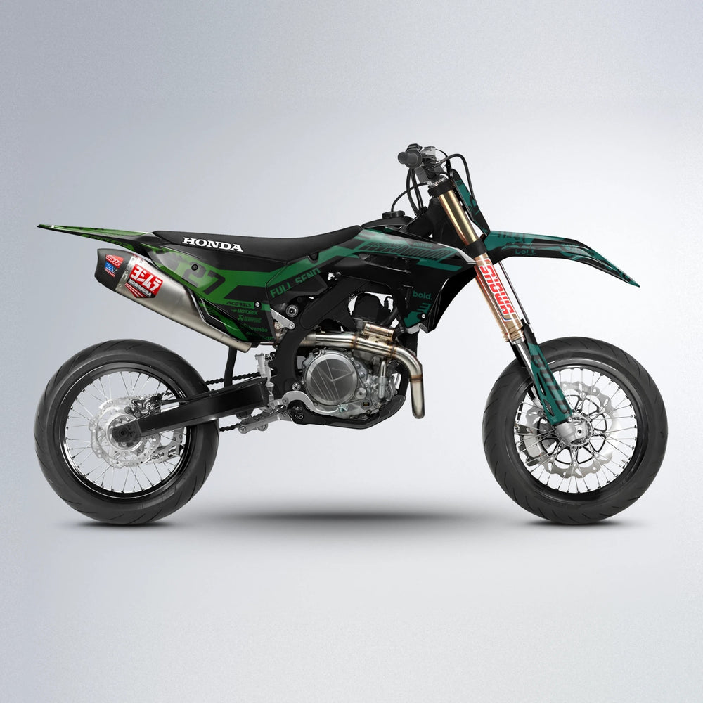 STEALTH Honda supermoto graphics kit in Cyan & Green