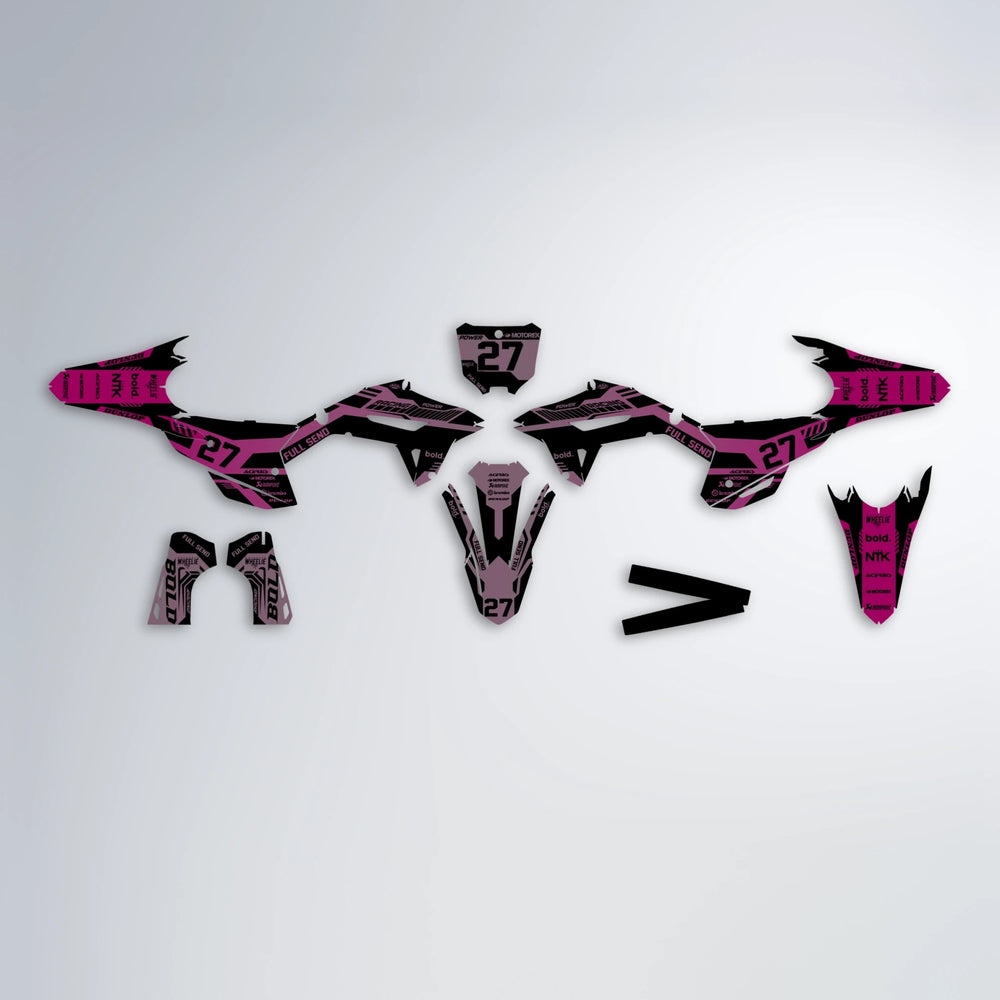 STEALTH Honda graphics kit parts layout in Flamingo