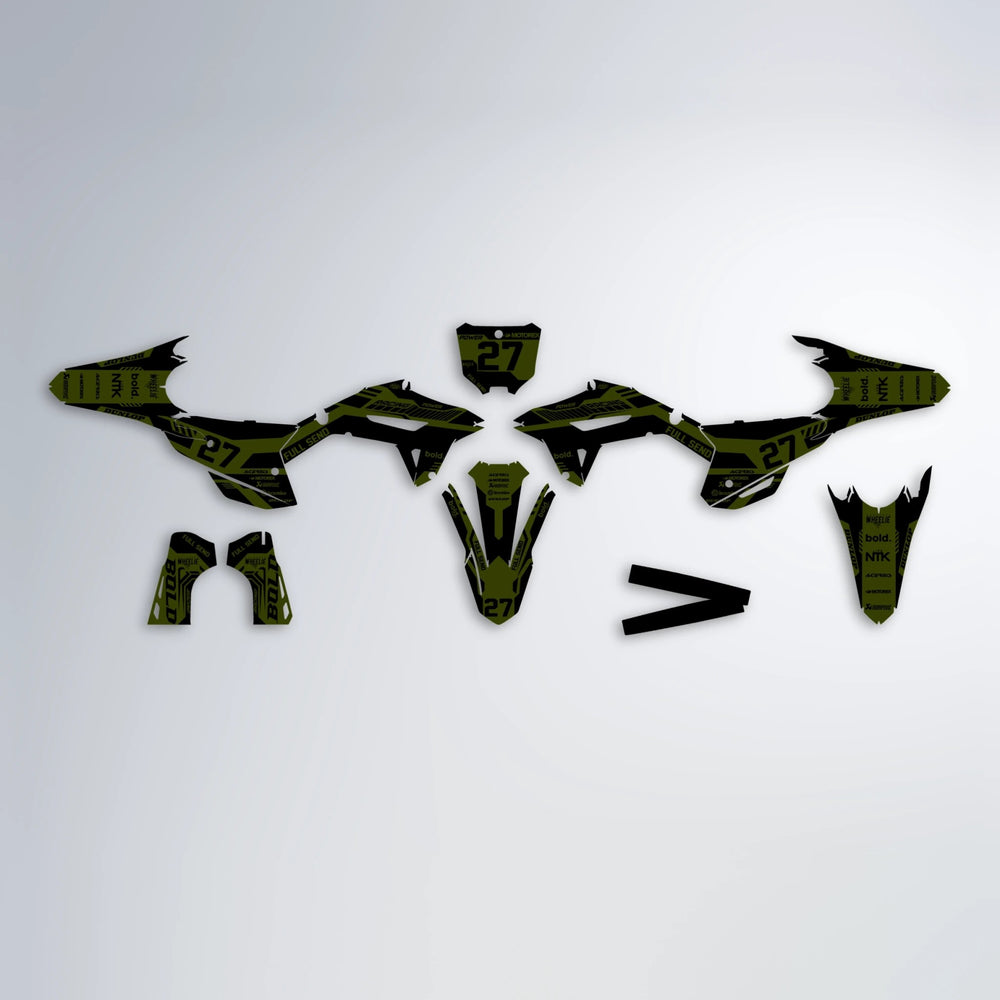 STEALTH Honda graphics kit parts layout in Olive