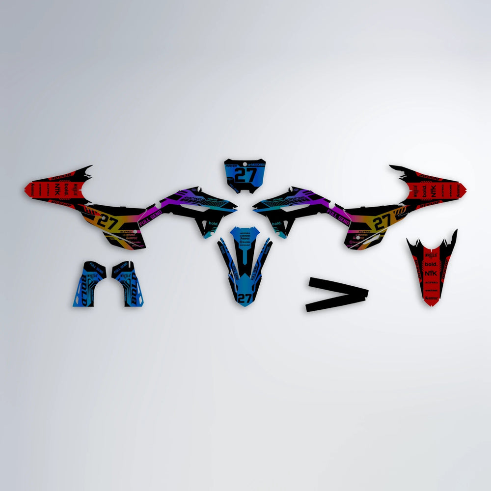 STEALTH Honda graphics kit parts layout in Sunset Fade