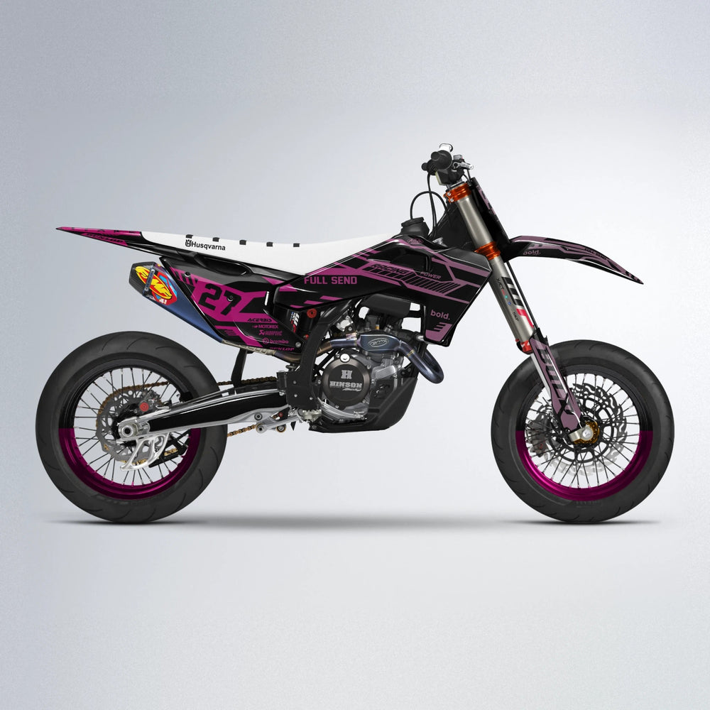 STEALTH Husqvarna FE/TE supermoto graphics kit in Flamingo