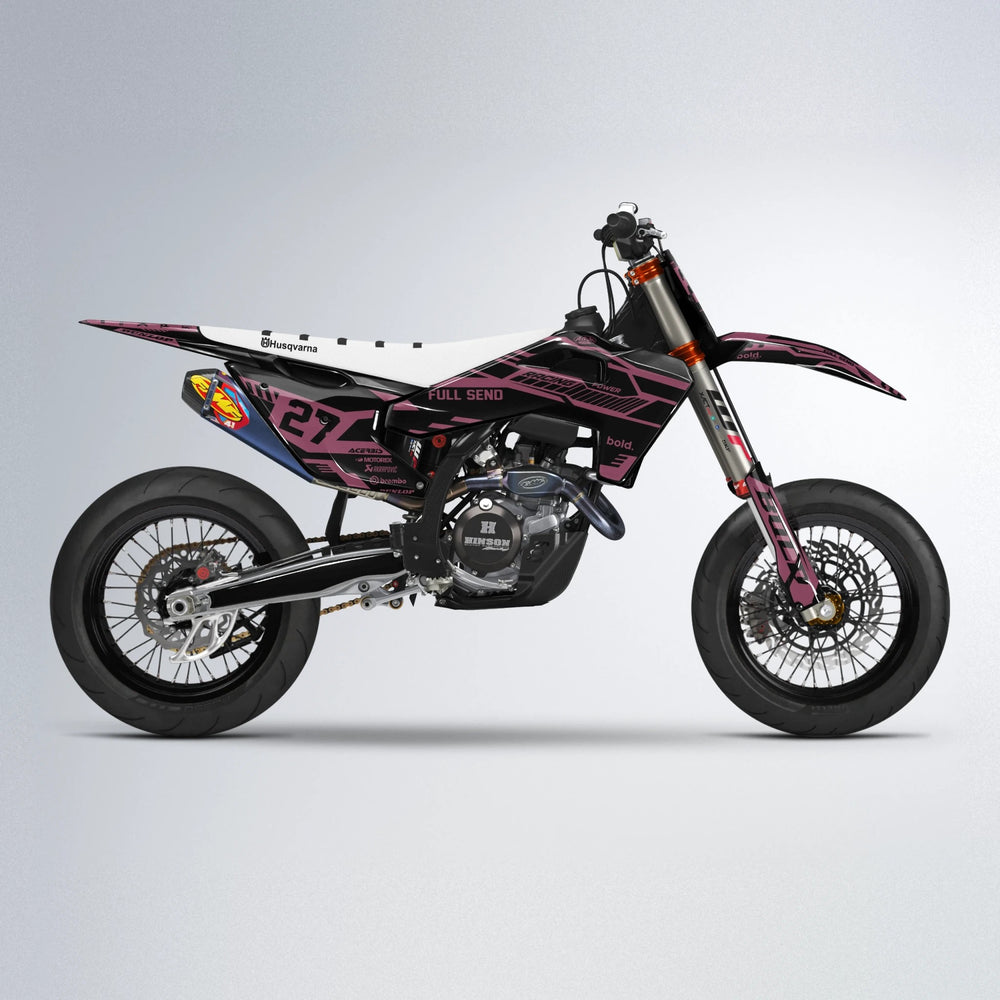 STEALTH Husqvarna FE/TE supermoto graphics kit in Sakura Pink
