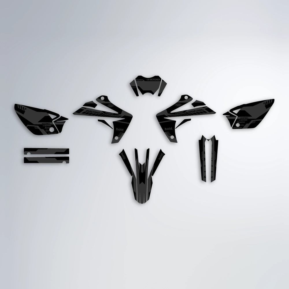 STEALTH Rieju MRT graphics kit parts layout in Black