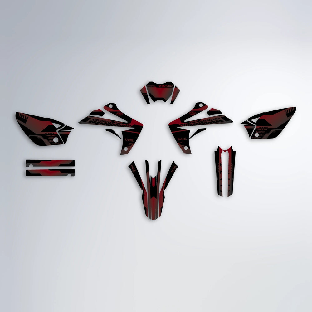 STEALTH Rieju MRT graphics kit parts layout in Black & Red