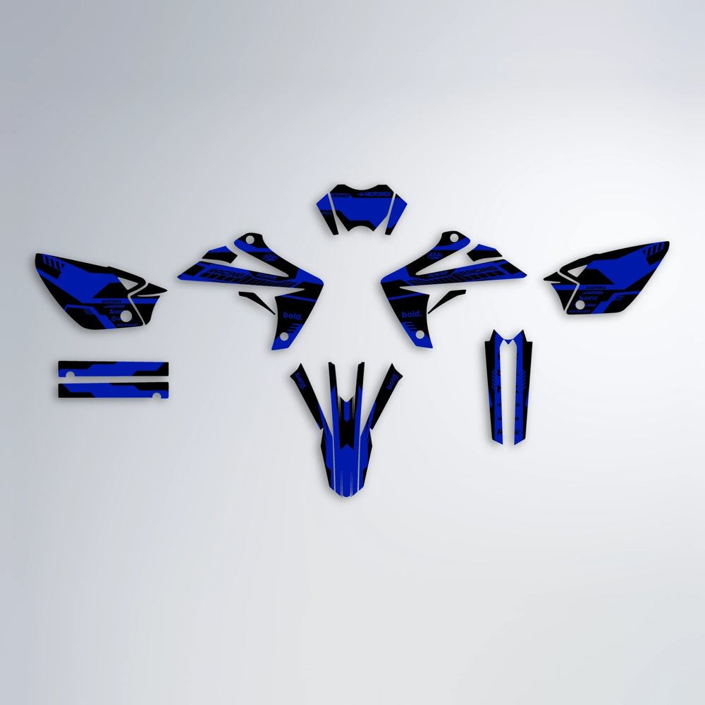 STEALTH Rieju MRT graphics kit parts layout in Blue
