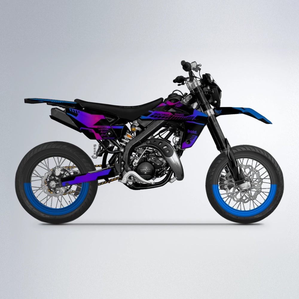 STEALTH Rieju MRT supermoto graphics kit in Blue Purple Fade