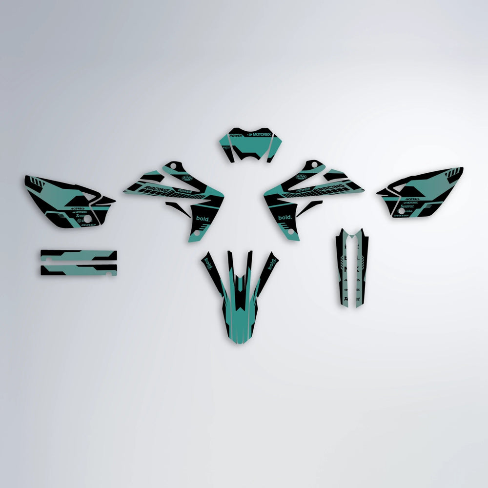 STEALTH Rieju MRT graphics kit parts layout in Mint