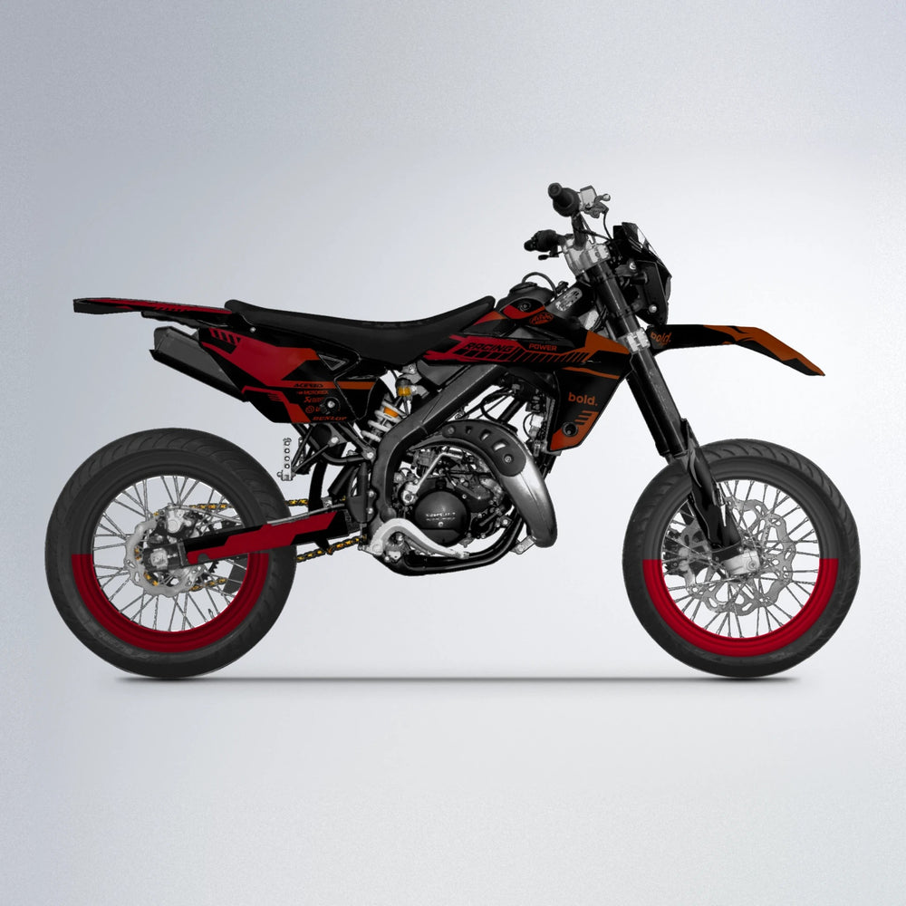 STEALTH Rieju MRT supermoto graphics kit in Red & Orange
