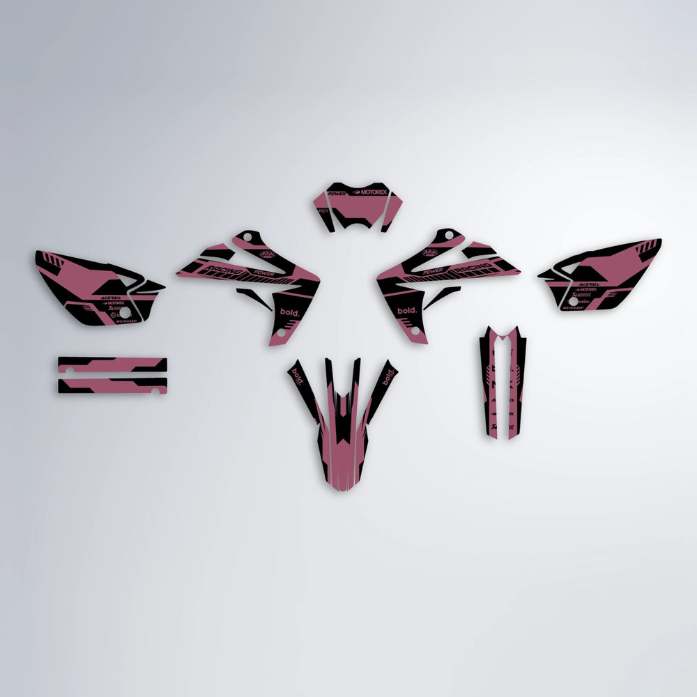 STEALTH Rieju MRT graphics kit parts layout in Sakura Pink