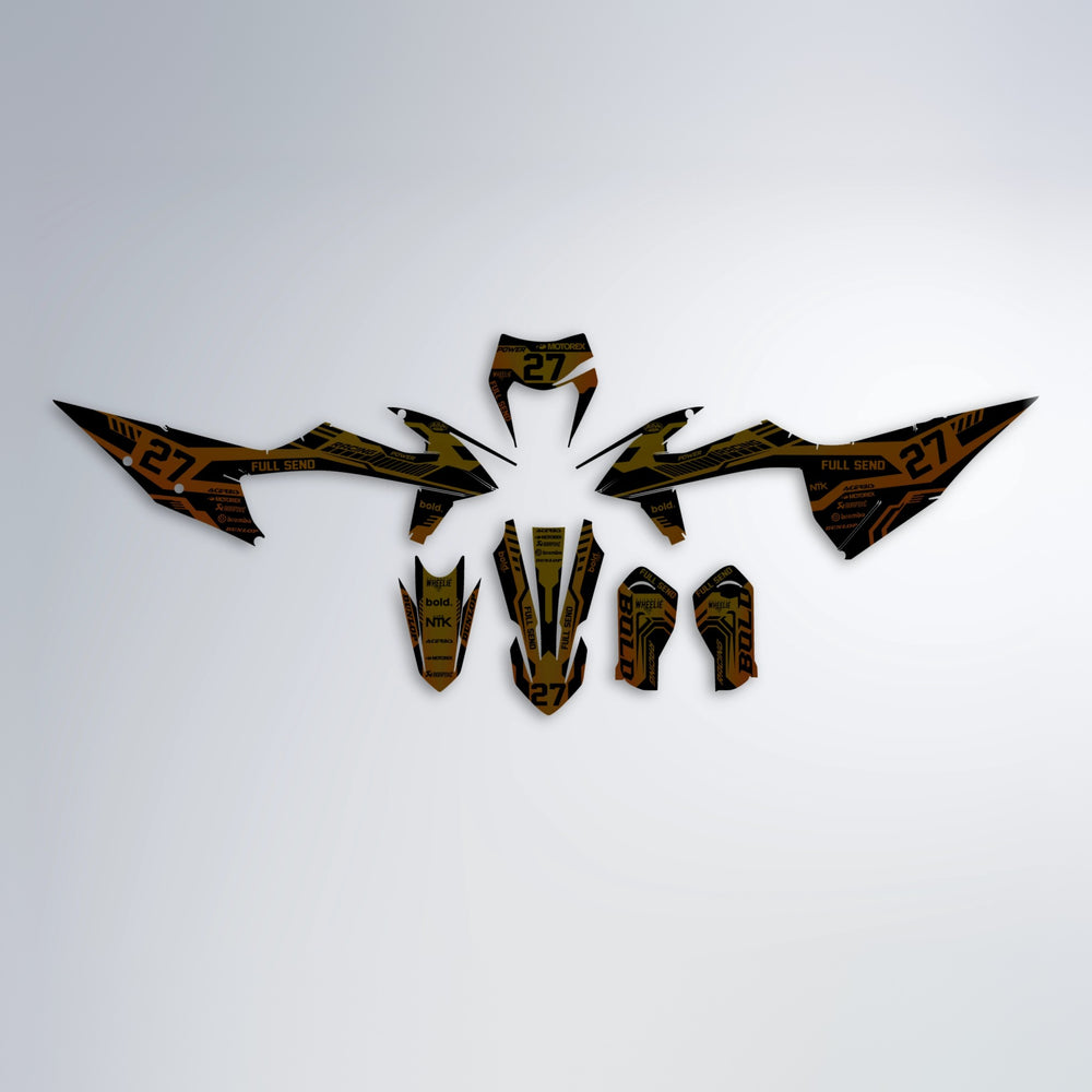 STEALTH graphics kit parts layout in Orange & Yellow