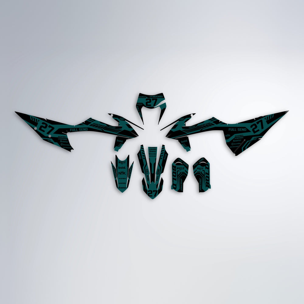 STEALTH graphics kit parts layout in Teal