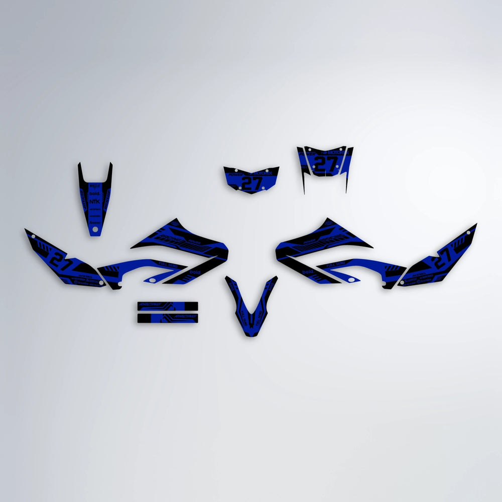 STEALTH Yamaha WR 125X graphics kit parts layout in Blue