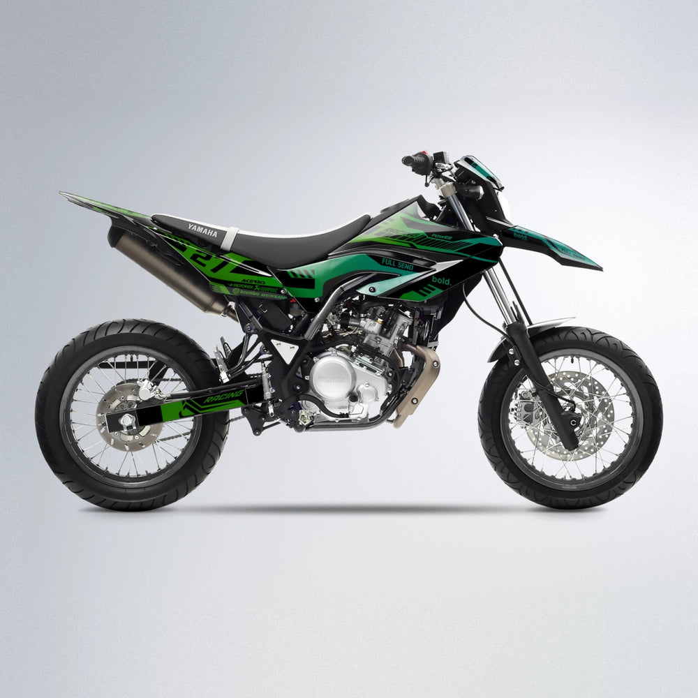 STEALTH Yamaha WR 125X supermoto graphics kit in Cyan & Green