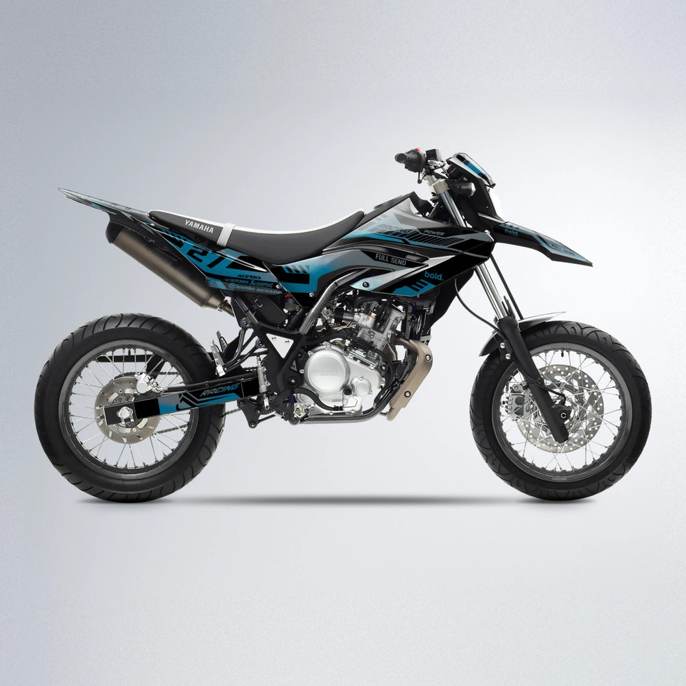 STEALTH Yamaha WR 125X supermoto graphics kit in Light Blue & White