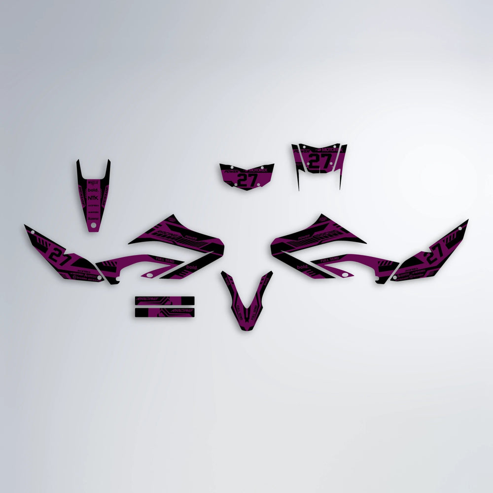 STEALTH Yamaha WR 125X graphics kit parts layout in Pink