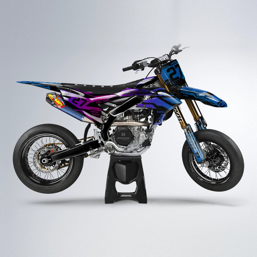 STEALTH Yamaha YZF SM supermoto graphics kit in Blue Purple Fade