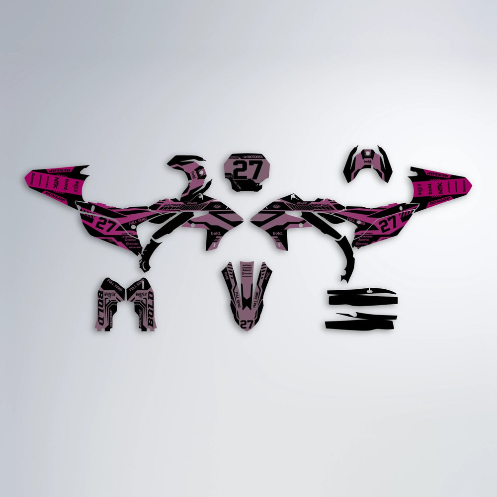 STEALTH Yamaha YZF SM graphics kit parts layout in Flamingo
