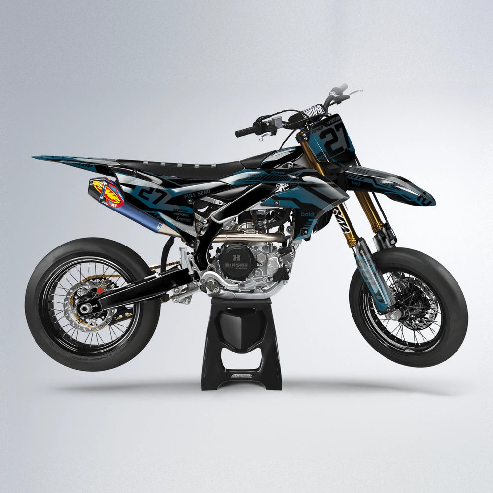 STEALTH Yamaha YZF SM supermoto graphics kit in Light Blue & White