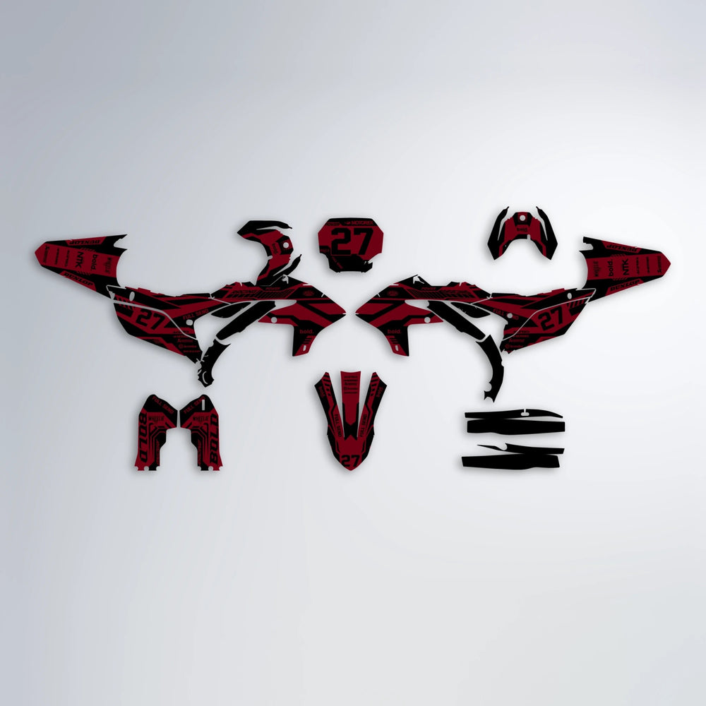 STEALTH Yamaha YZF SM graphics kit parts layout in Red