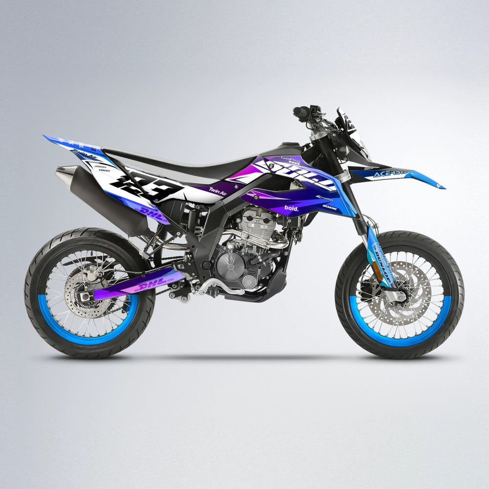 STENMARK Aprilia SX 125 supermoto graphics kit in Blue Purple Fade