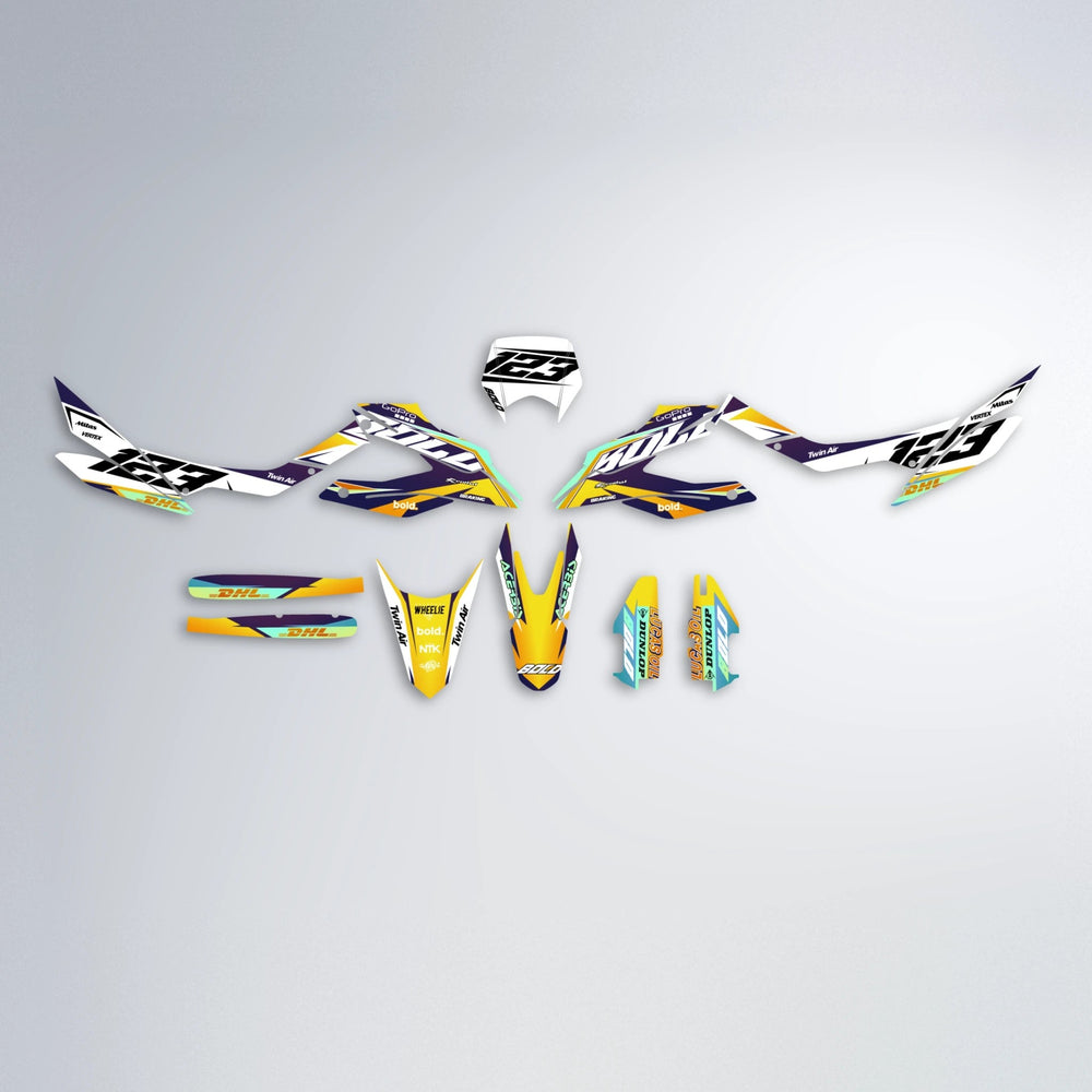 STENMARK Aprilia SX 125 graphics kit parts layout in Orange & Yellow