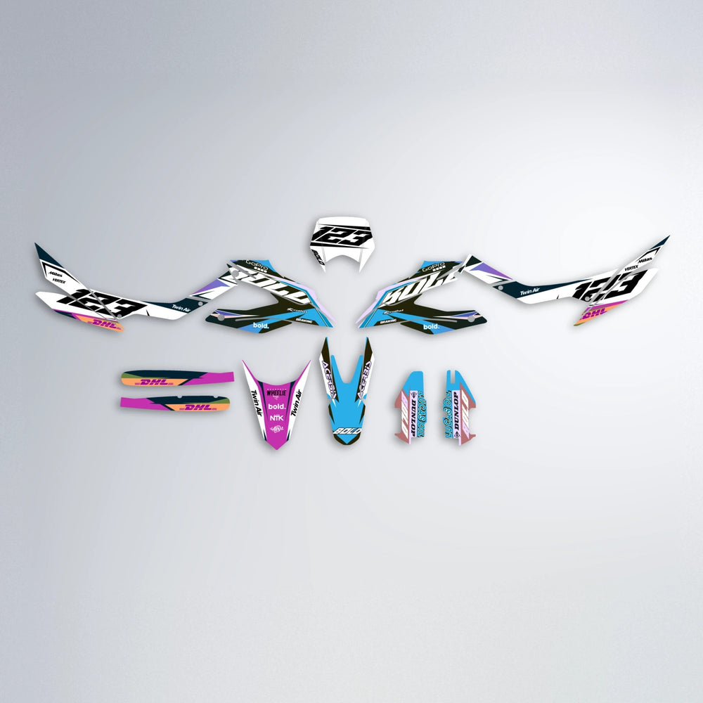 STENMARK Aprilia SX 125 graphics kit parts layout in Pink & Light Blue