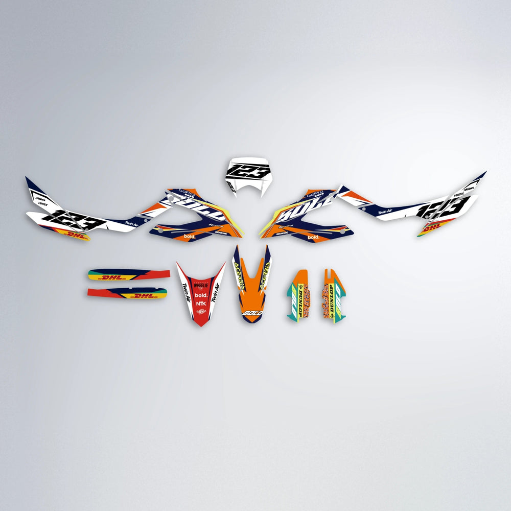 STENMARK Aprilia SX 125 graphics kit parts layout in Red & Orange
