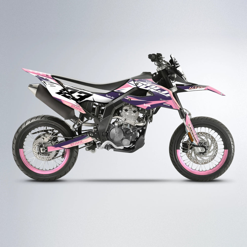 STENMARK Aprilia SX 125 supermoto graphics kit in Sakura Pink