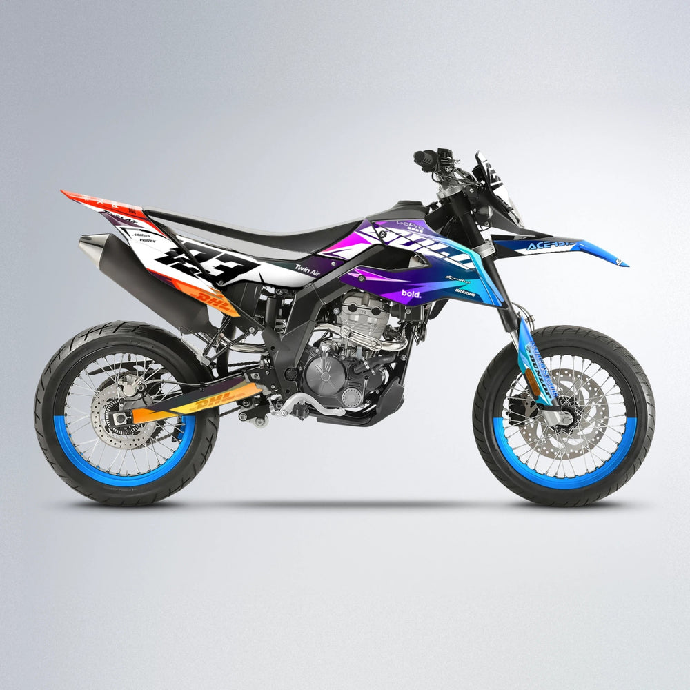 STENMARK Aprilia SX 125 supermoto graphics kit in Sunset Fade