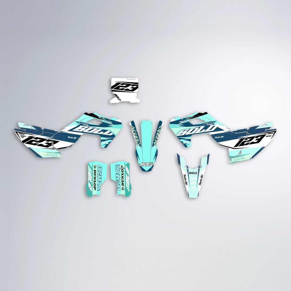STENMARK Husqvarna FE/TE graphics kit parts layout in Mint