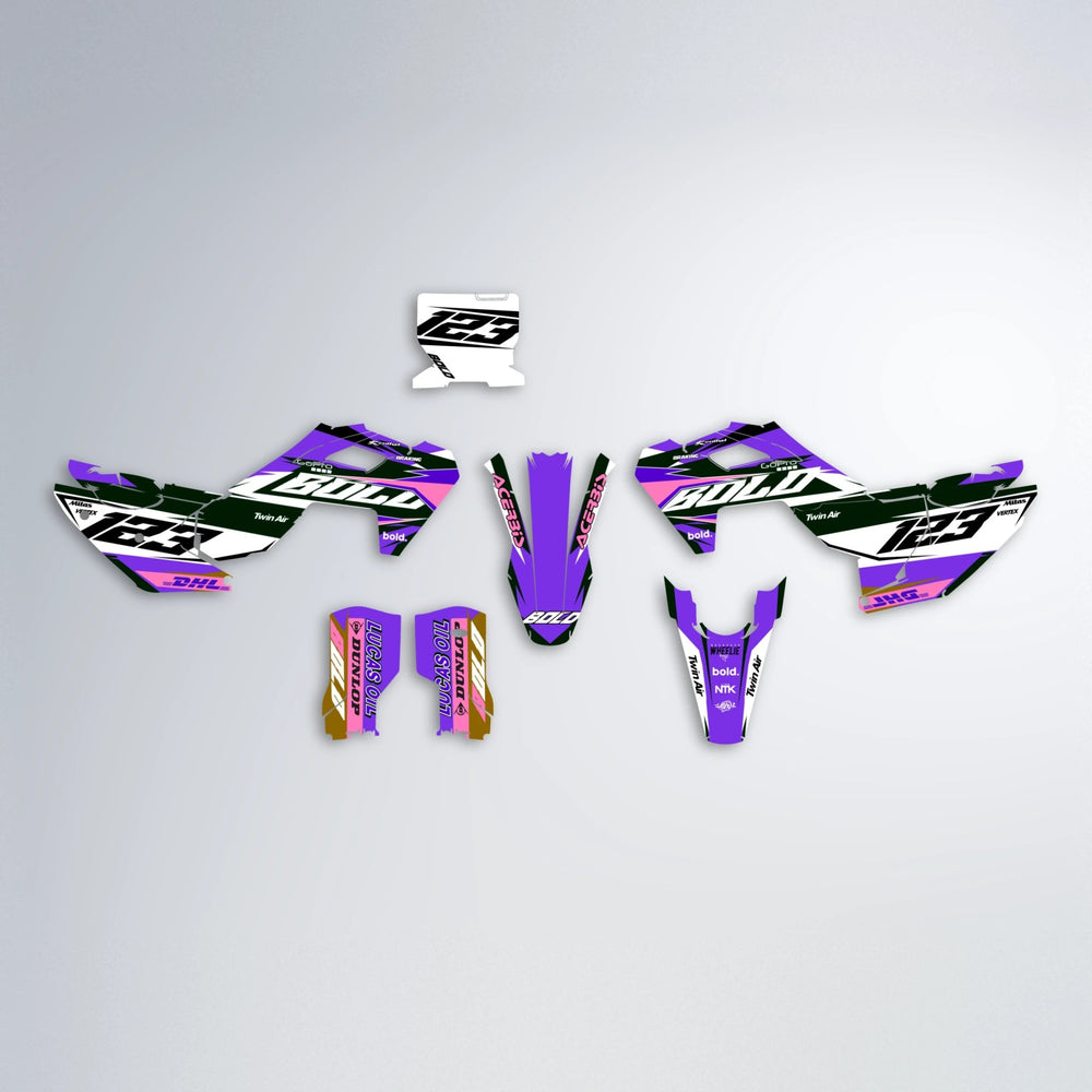 STENMARK Husqvarna FE/TE graphics kit parts layout in Purple