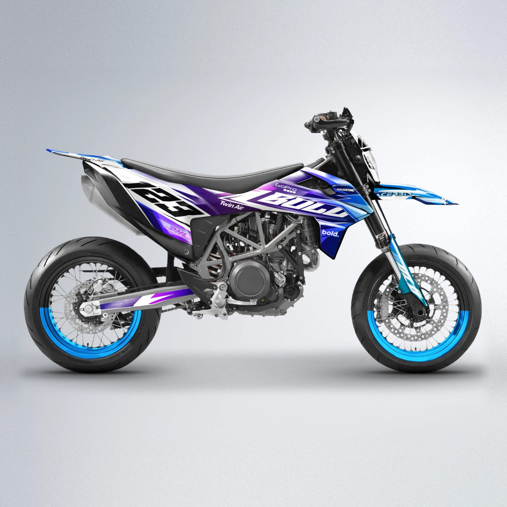 STENMARK KTM SMC 690 supermoto graphics kit in Blue Purple Fade